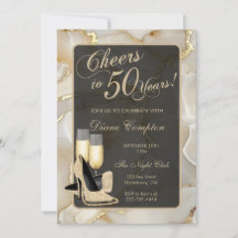 Cheers to 50 Years Champagne and Black Birthday