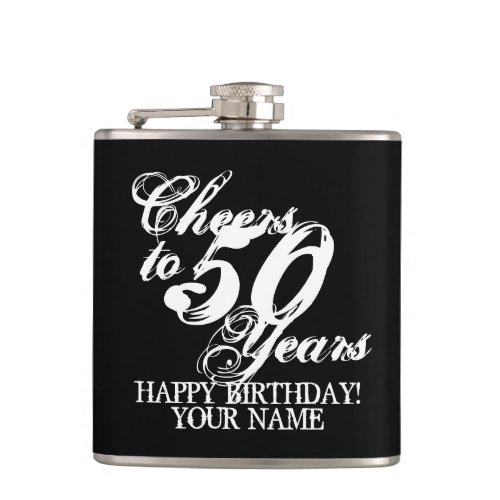 Cheers to 50 years custom 50th Birthday gift hip Flask
