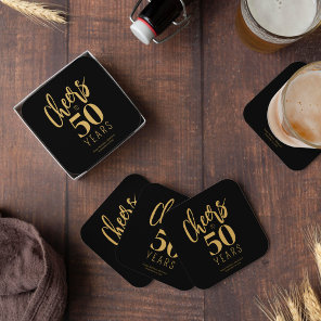 Cheers to 50 years custom birthday party favor square paper coaster