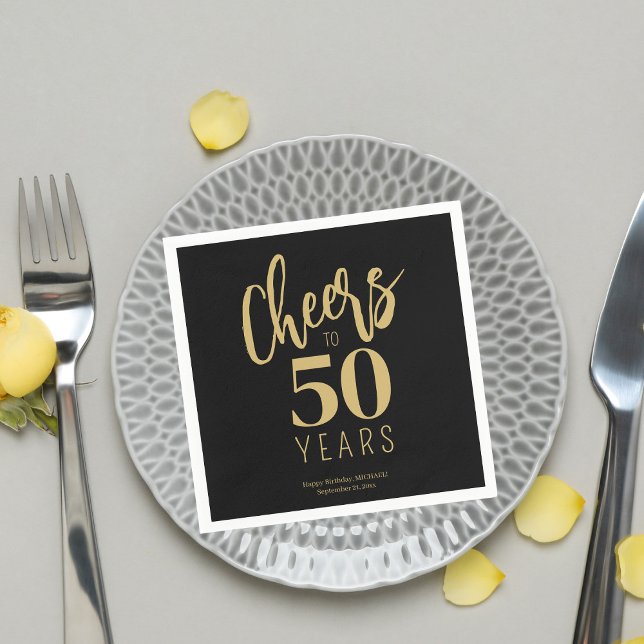 Cheers to 50 years custom birthday party napkins (Creator Uploaded)