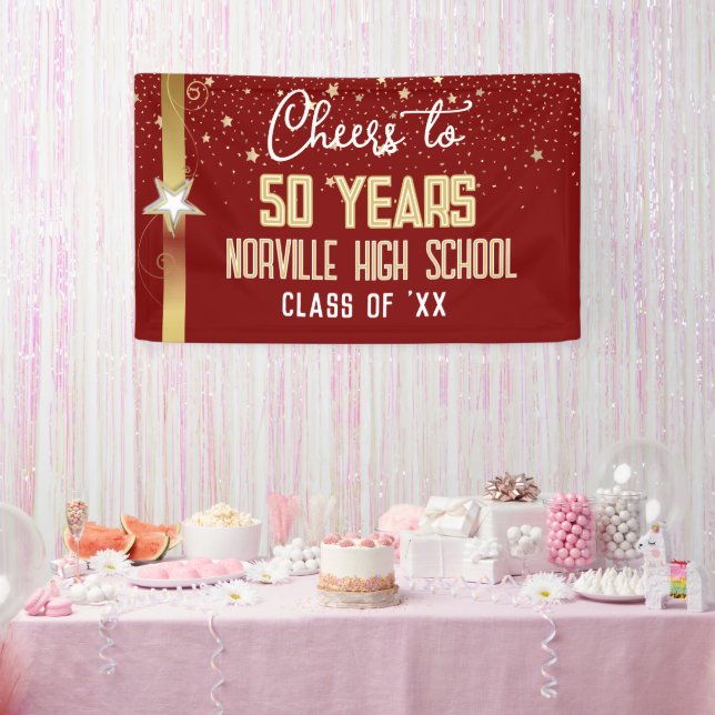 CHEERS to 50 Years! CUSTOM Class Reunion banner (Party)