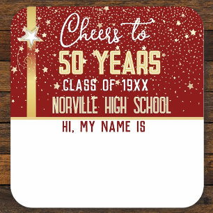 CHEERS to 50 Years! CUSTOM Class Reunion banner Square Sticker