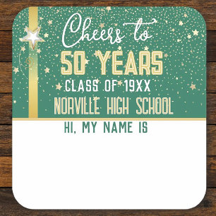 CHEERS to 50 Years! CUSTOM Class Reunion banner Square Sticker