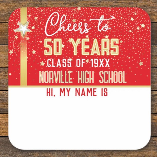 CHEERS to 50 Years! CUSTOM Class Reunion banner Square Sticker (Creator Uploaded)