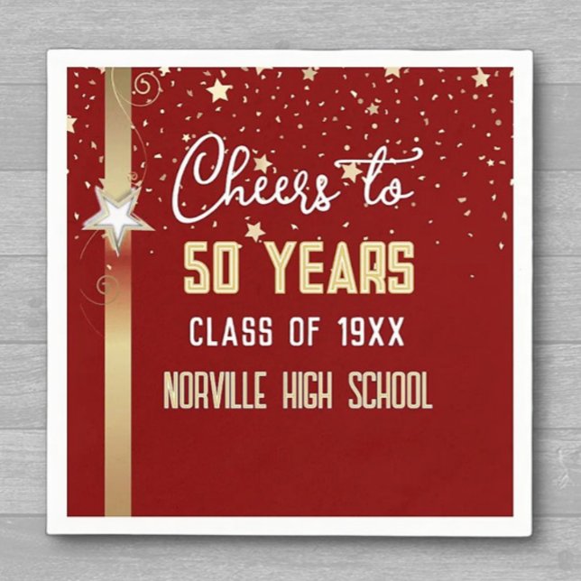 CHEERS to 50 Years! CUSTOM Class Reunion  Napkins (Creator Uploaded)
