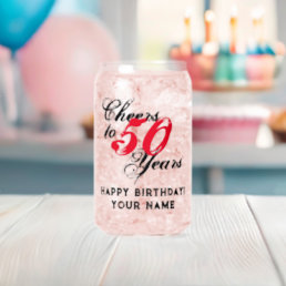 Cheers to 50 years custom Happy Birthday can glass