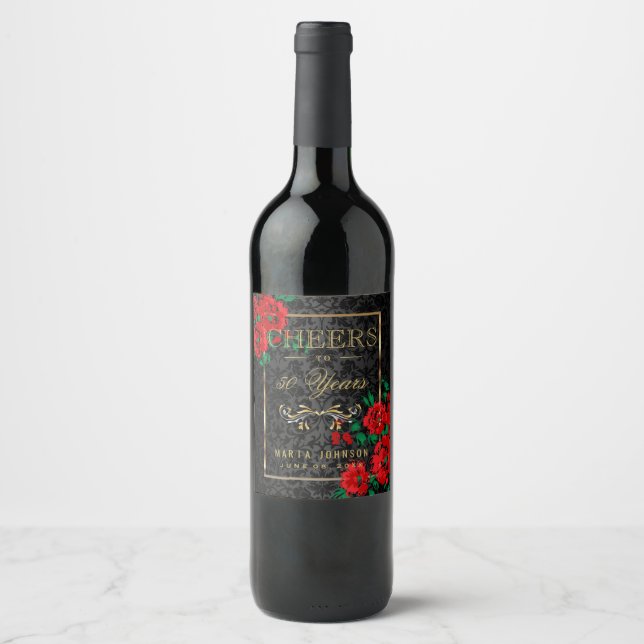 Cheers to 50 Years - DIY Age Birthday Wine Label (Front)