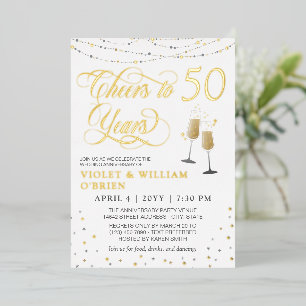 Cheers to 50 Years Elegant Wedding Anniversary Foil Invitation