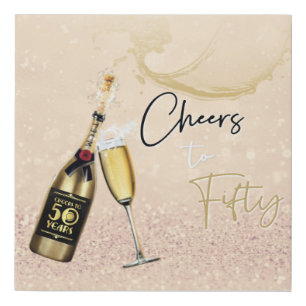 CHEERS TO 50 YEARS Faux Wrapped Canvas Print