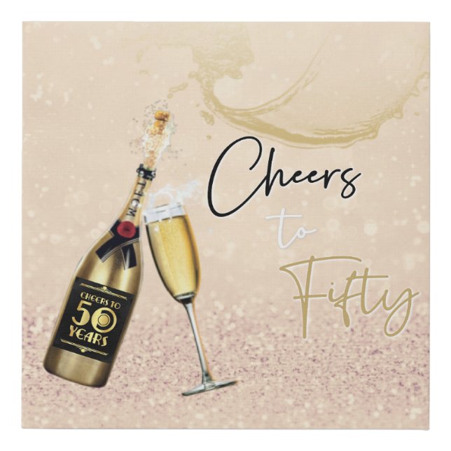 CHEERS TO 50 YEARS Faux Wrapped Canvas Print (Front)