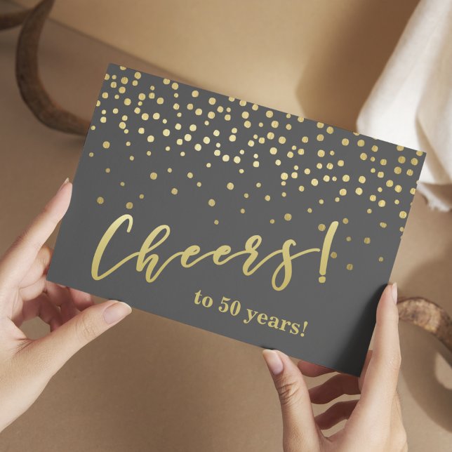 Cheers to 50 years! Glamorous Gold Sparkles Postcard (Creator Uploaded)