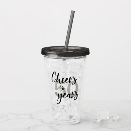 Cheers to 50 Years Glitter Gift  party Acrylic Tumbler