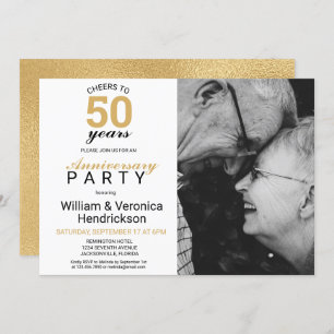 Cheers to 50 Years Gold 50th Wedding Anniversary Invitation