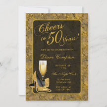 Cheers to 50 Years Gold Black Birthday