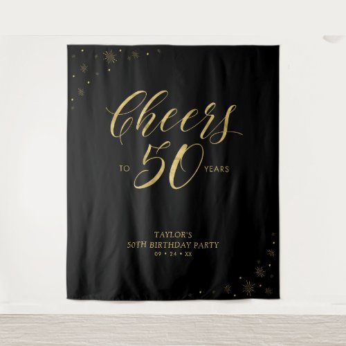 Cheers to 50 years | Gold & Black Birthday Party