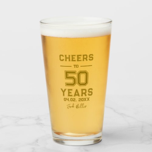 Cheers To 50 Years Gold Script Typography  Glass