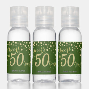 Cheers to 50 Years Green and Gold Diamond Hand Sanitizer
