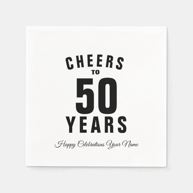 Cheers to 50 years Happy 50th Birthday party Napkins (Front)