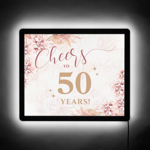 Cheers to 50 Years Ladies Boho 50th Birthday Party LED Sign