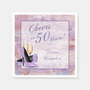 Cheers to 50 Years Lavender Gold Napkins