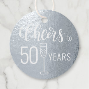 Cheers to 50 years men birthday elegant foil favor tags