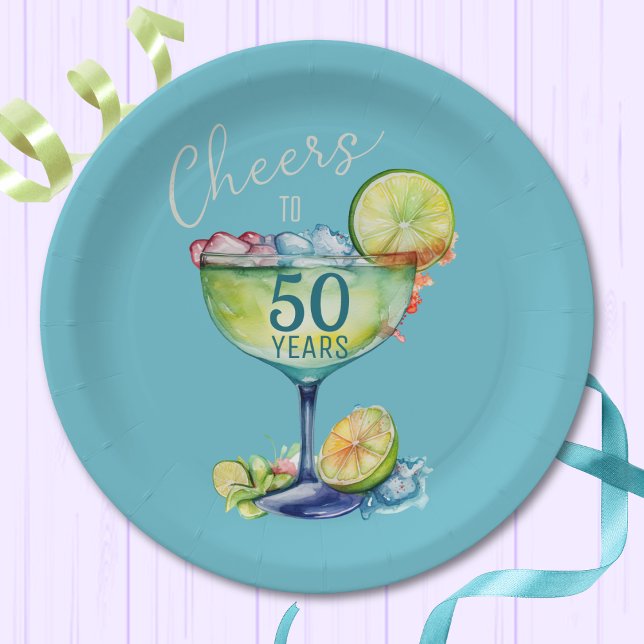 Cheers to 50 Years Milestone Birthday  Paper Plates (Creator Uploaded)