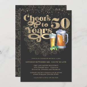 Cheers to 50 Years Milestone Birthday Party Invitation