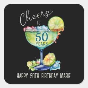 Cheers to 50 Years Milestone Birthday Square Sticker