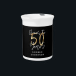 cheers to 50 years modern black and gold beverage pitcher<br><div class="desc">Modern glitter black and gold 50th birthday gift. Part of a elegant stylish collection.</div>