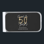 cheers to 50 years modern black and gold silver finish money clip<br><div class="desc">Modern glitter black and gold 50th birthday gift. Part of a elegant stylish collection.</div>