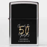cheers to 50 years modern black and gold