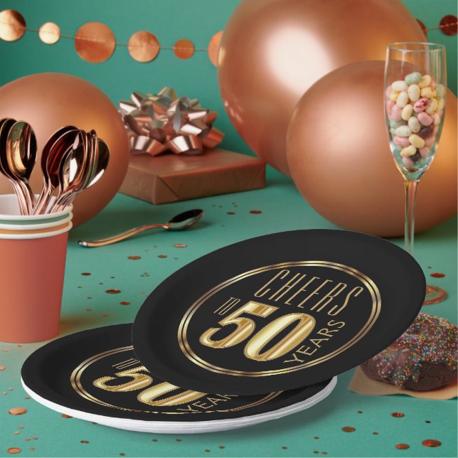 Cheers to 50 Years Paper Plates (Multi)