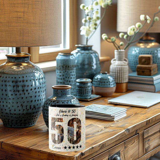 Cheers to 50 Years Photo Collage Mug - Custom Name (Creator Uploaded)