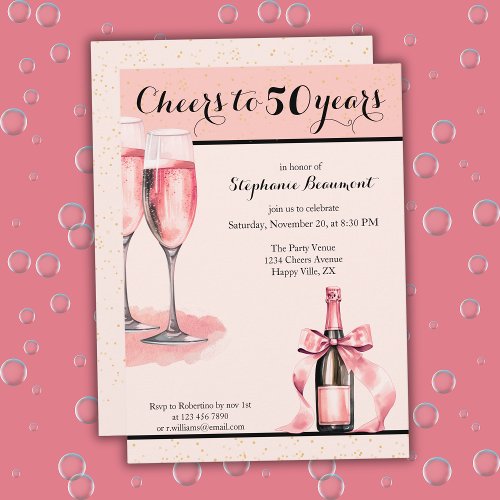 Cheers to 50 Years Pink Champagne Birthday