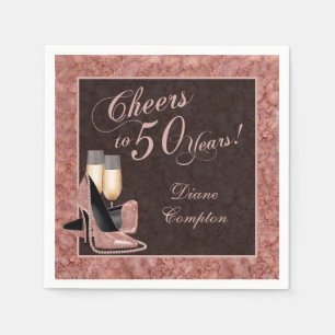 Cheers to 50 Years Rose Gold Napkins