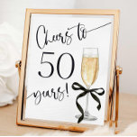 Cheers to 50 years sign, 50th birthday party sign<br><div class="desc">Cheers to 50 years sign, 50th birthday party sign, 50th anniversary sign, Cheers to fifty sign, Black bow, Coquette, Modern, Printable, 50th Birthday, 50 Birthdaybsigns, 50 and Fabulous Decor, 50 and Fabulous Sign, 50th Sign, Thirty Five Birthday Sign Flirty. coquette, black bow, modern, black ribbon, printable, party decor, cheers to...</div>
