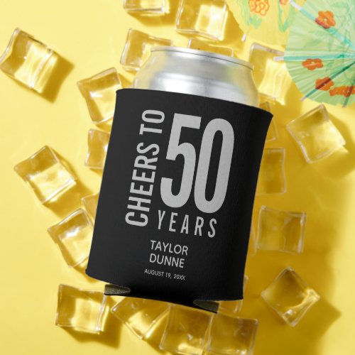 Cheers to 50 Years Silver Birthday Can Cooler