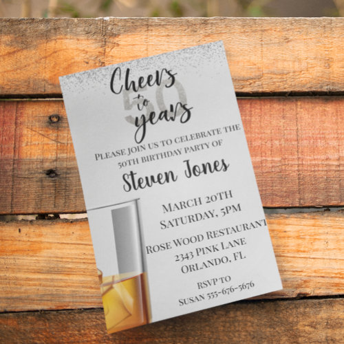 Cheers to 50 Years Silver Gold Glitter Whiskey