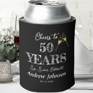 Cheers To 50 Years Sip Savor Celebrate! Birthday Can Cooler
