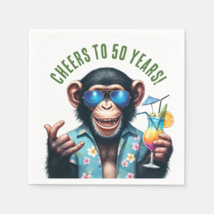 Cheers to 50 Years Summer Monkey 50th Birthday Napkins