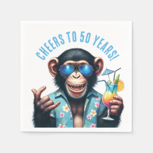 Cheers to 50 Years Summer Monkey 50th Birthday Napkins