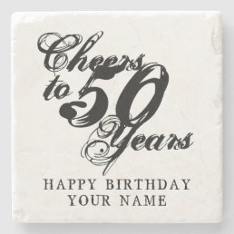 Cheers to 50 years vintage typography cool marble stone coaster