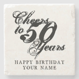 Cheers to 50 years vintage typography cool marble stone coaster