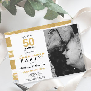Cheers to 50 Years Wedding Anniversary Gold Invitation