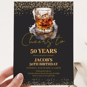 Cheers to 50 Years Whiskey Birthday Invitation