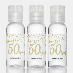 Cheers to 50 Years White and Gold Diamond Hand Sanitizer