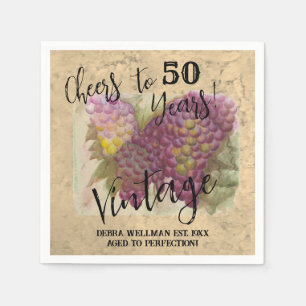 Cheers to 50 Years Wine Birthday Vineyard Grapes Napkins