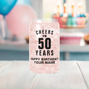 Cheers to 50th Birthday personalized Can Glass