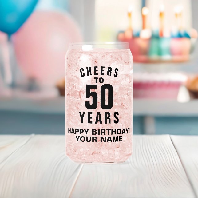 Cheers to 50th Birthday personalized Can Glass (Insitu (Baby Shower))