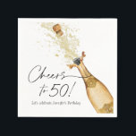 Cheers to 50th Birthday Personalized Paper Napkins<br><div class="desc">Let's Cheer to 50! These paper napkins are the perfect addition to your 50th Birthday Party. Designed with a beautiful watercolor Gold Champagne Bottle.  Matching items in our store Cava Party Design.</div>
